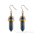 Gold Plated Hexagon Point Gemstone Dangle Charm Earrings